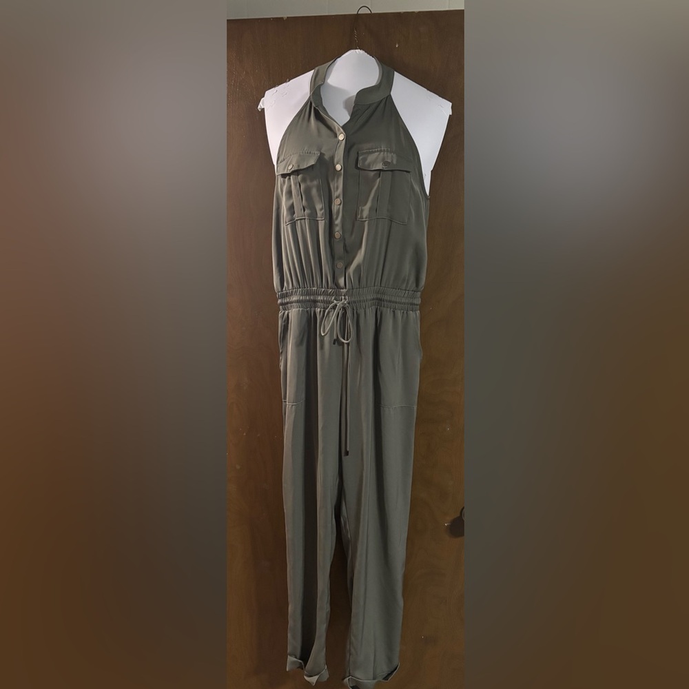Dress Forum Khaki Jumpsuit with Drawstring Waist